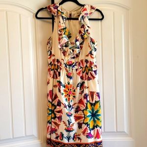 Beige by eci Floral Mid-Length Dress with V-Neck